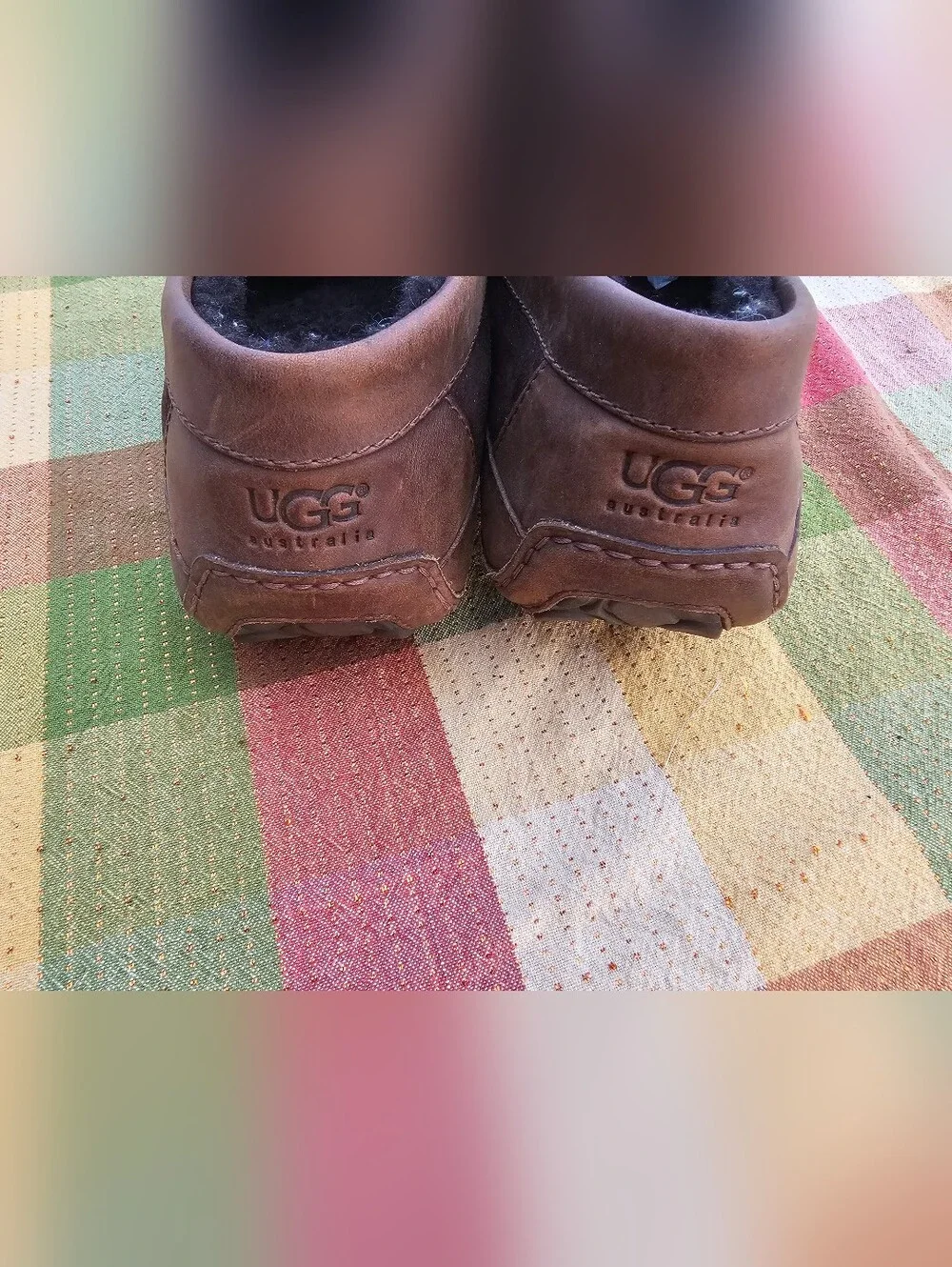 UGG Australia Ascot Men’s Size 17 Brown Suede Sheepskin Moccasin Slippers